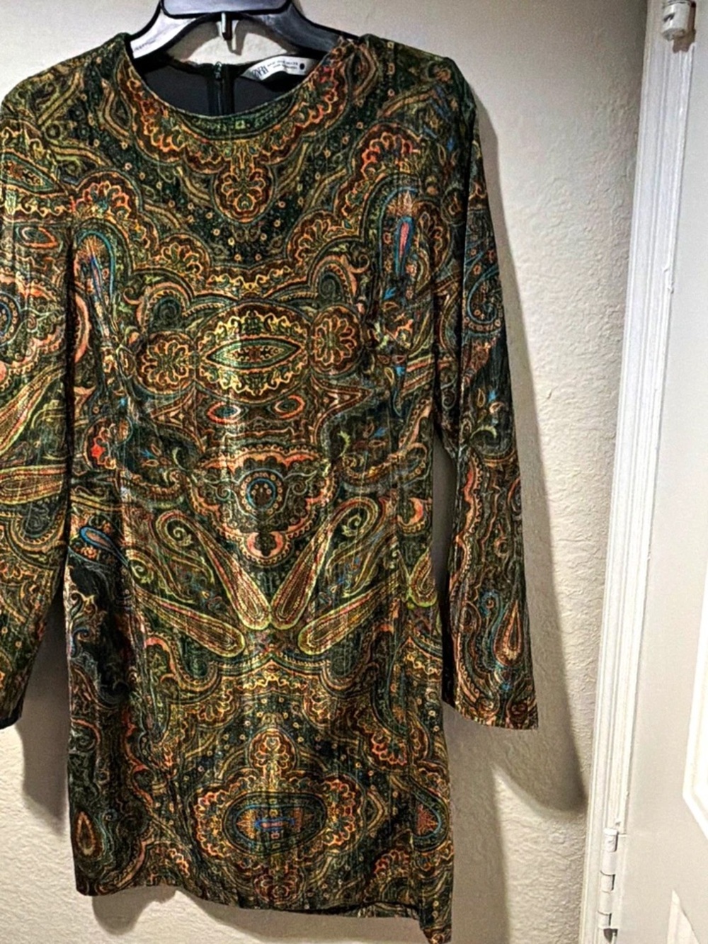 Zara Multicolor Paisley-Pattern Long Sleeve Dress